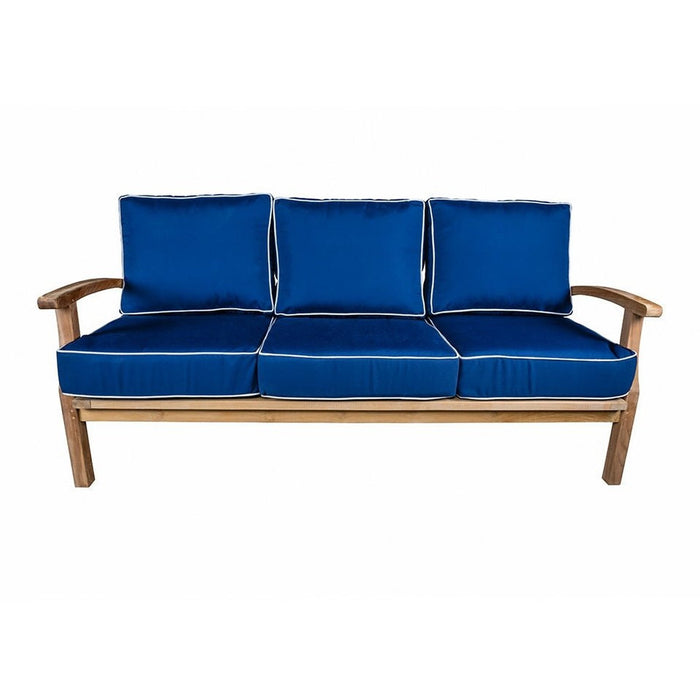 Tortuga Outdoor 6Pc Indonesian Teak Sofa Set - 1 Sofa, 2 Club Chairs, 1 Coffee Table, 2 Ottomans - Sunbrella Navy