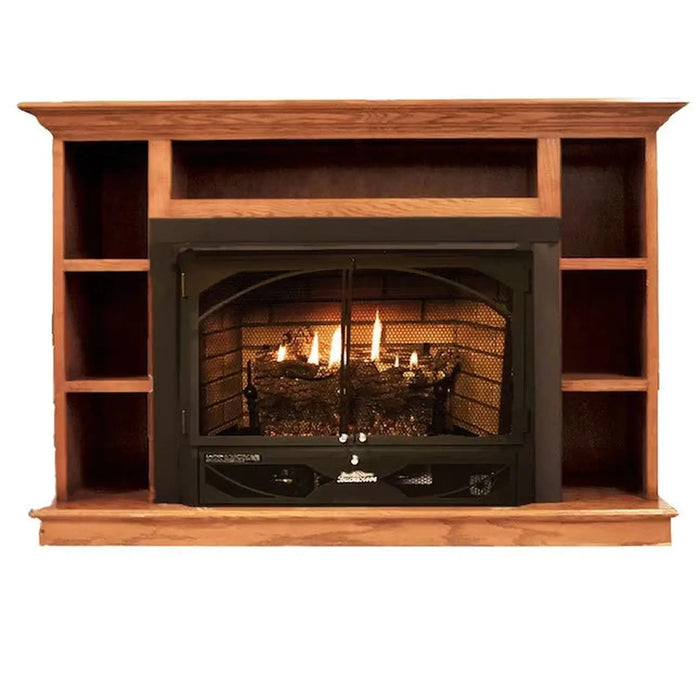 Buck Stove Prestige Bookcase Mantel in Light Oak Finish - For Buck Stove Model 34, Model 329, Model 384 Stoves