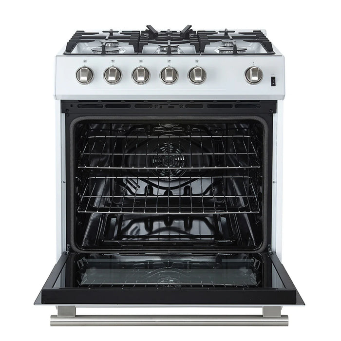 Forno Espresso Package - 30" Gas Range, Range Hood, 36" Refrigerator with Ice Maker and Dishwasher in White with Silver Accents, AP-FFSGS1116-30WHT-S-3