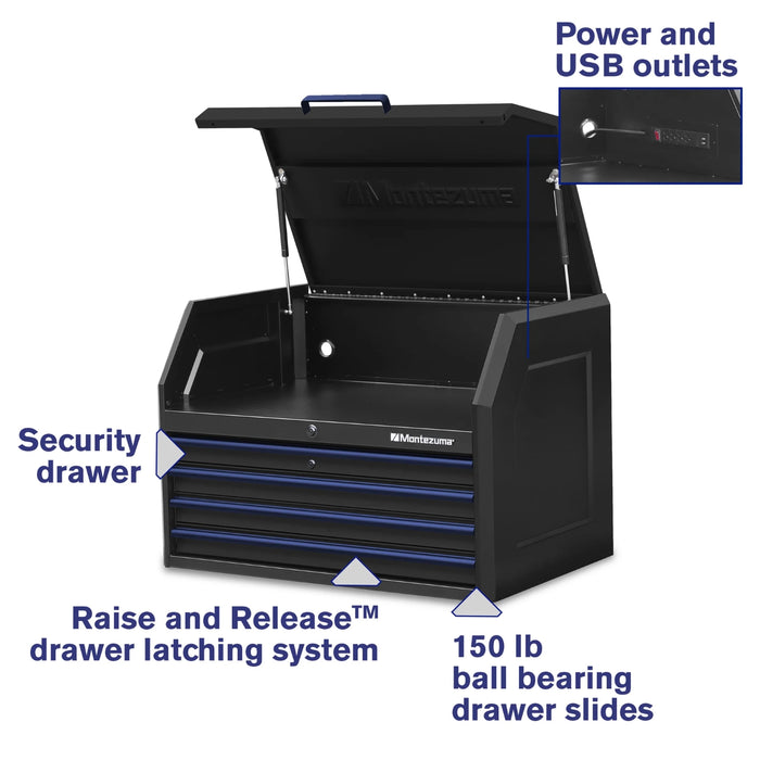 Tool Chest by Montezuma with Dimensions 36" x 24" and Four Drawers