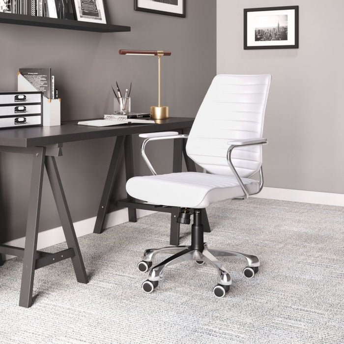 Zuo White Low Back Office Chair - Stylish Ergonomic Seating