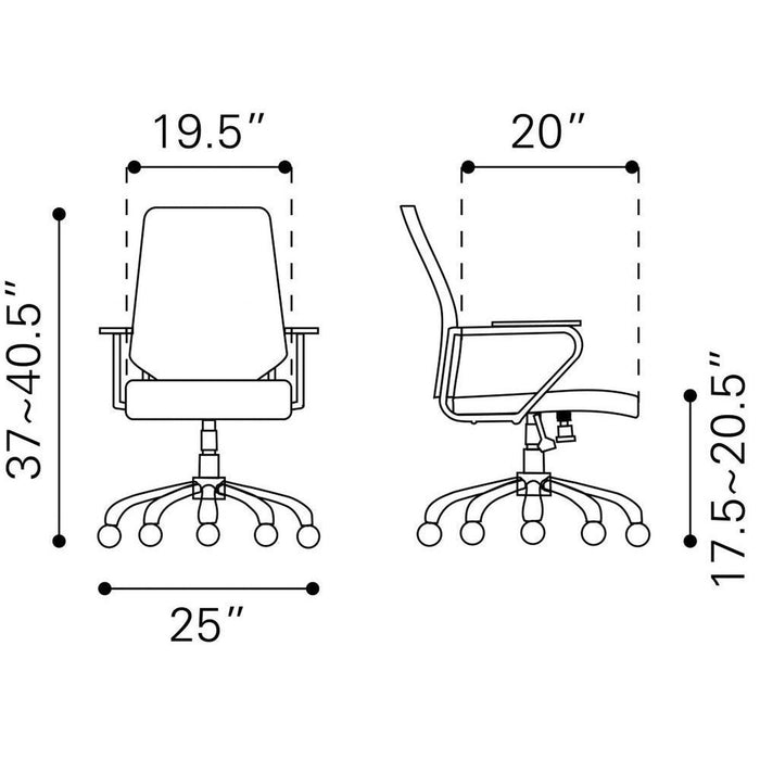 Zuo White Low Back Office Chair - Stylish Ergonomic Seating