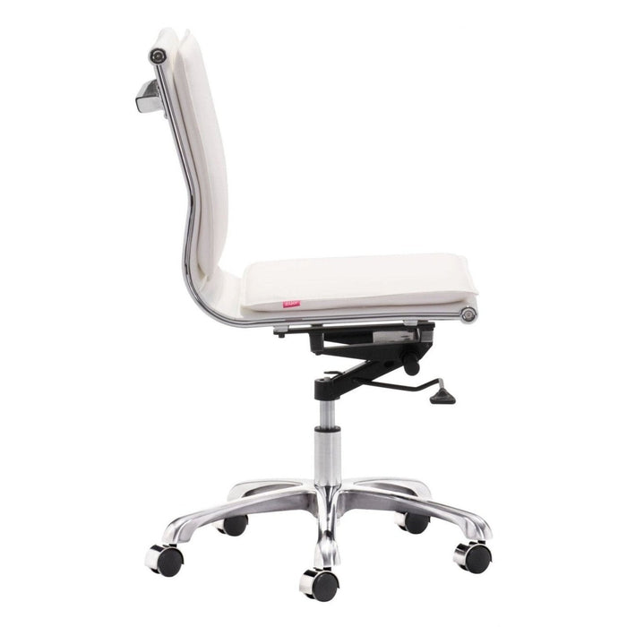 Zuo Lider Plus White Armless Office Chair - Sleek Design for Ultimate Comfort