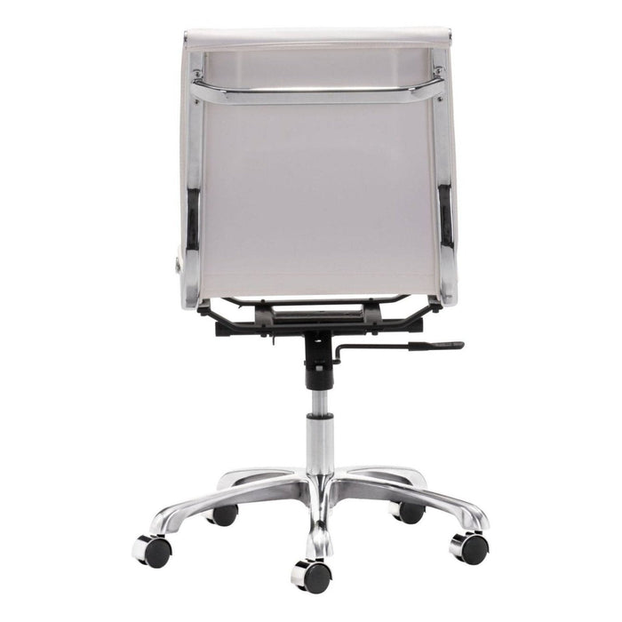 Zuo Lider Plus White Armless Office Chair - Sleek Design for Ultimate Comfort