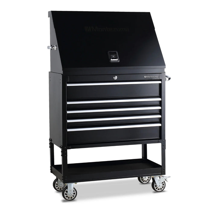 Steel Montezuma Utility Cart with 5 drawers, measuring 36" x 18"