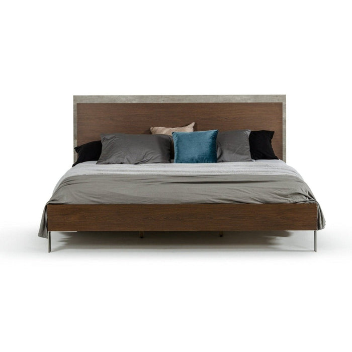 Homeroots Dark Walnut & Concrete Eastern King Bed