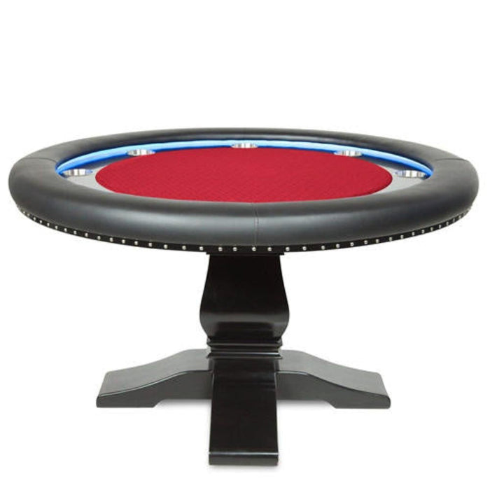 BBO Poker Tables Ginza LED Round Poker Table - With Four Matching Dining Chairs and Round Dining Top