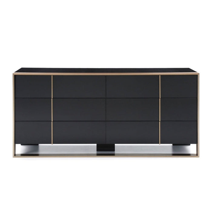 Homeroots 29" Black And Brushed Bronze Dresser