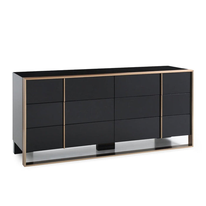 Homeroots 29" Black And Brushed Bronze Dresser