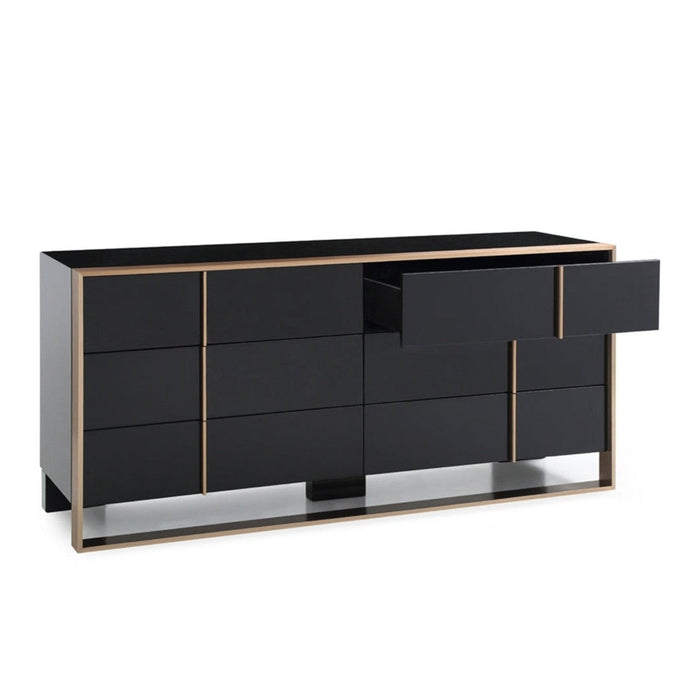 Homeroots 29" Black And Brushed Bronze Dresser