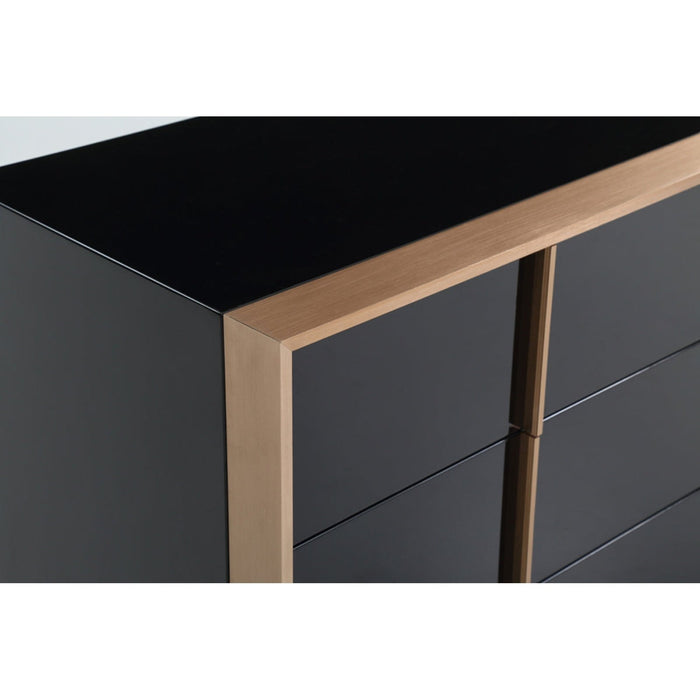 Homeroots 29" Black And Brushed Bronze Dresser