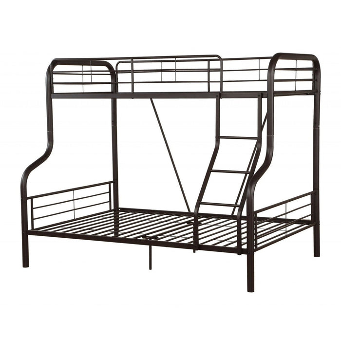 Sleek 79" X 57" X 63" Twin Over Full Black Metal Bunk Bed