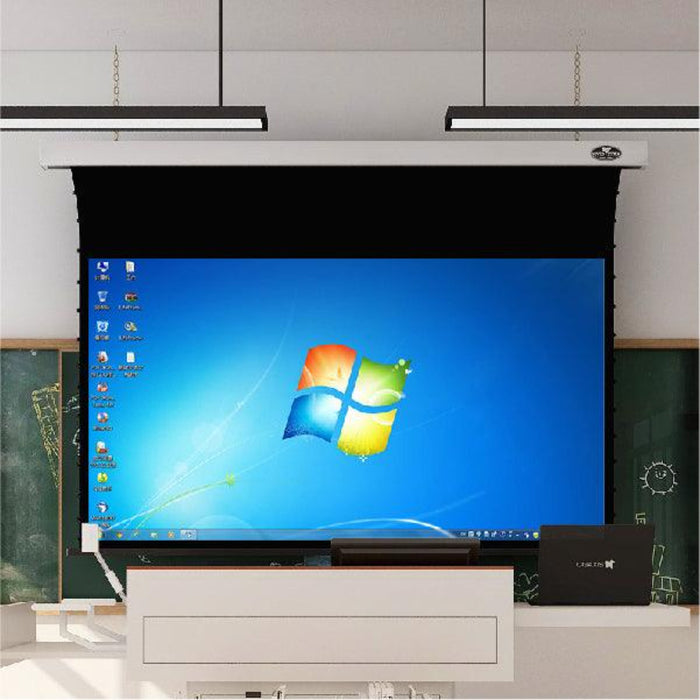 Cinema White Slimline Motorized Tension Projector Screen by VIVIDSTORM