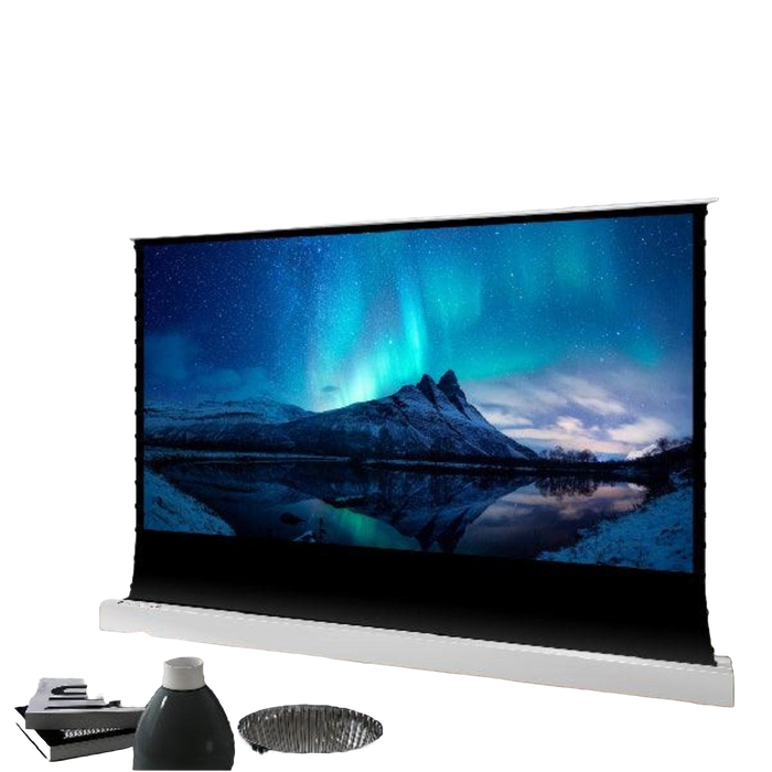 VIVIDSTORM S: Motorized Tension Floor Rising Projector Screen in White Cinema Perforated