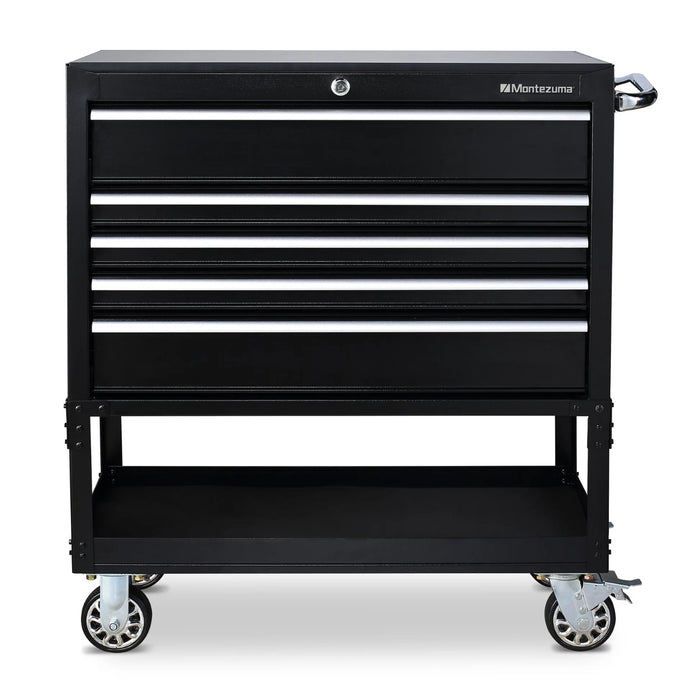 Steel Montezuma Utility Cart with 5 drawers, measuring 36" x 18"