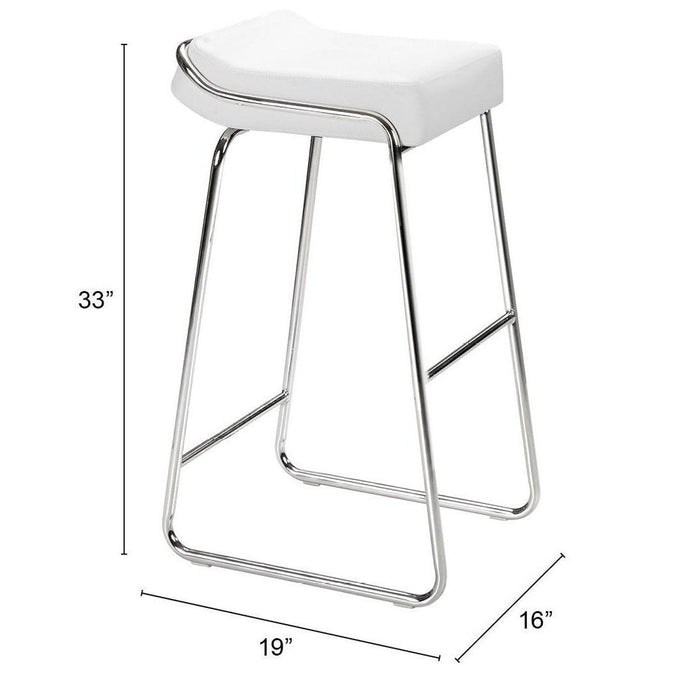 Wedge Barstool Set: 2 White Zuo Pieces for Stylish Seating