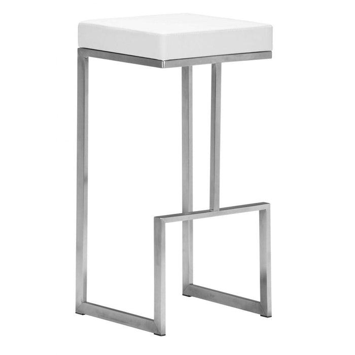 Zuo Darwen Barstool Set: 2 White Stools for Stylish Seating