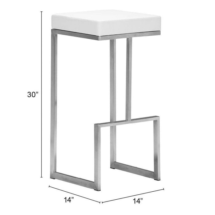 Zuo Darwen Barstool Set: 2 White Stools for Stylish Seating