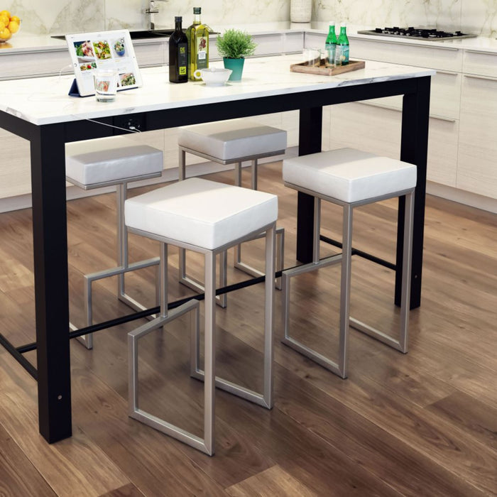 Zuo Darwen Barstool Set: 2 White Stools for Stylish Seating