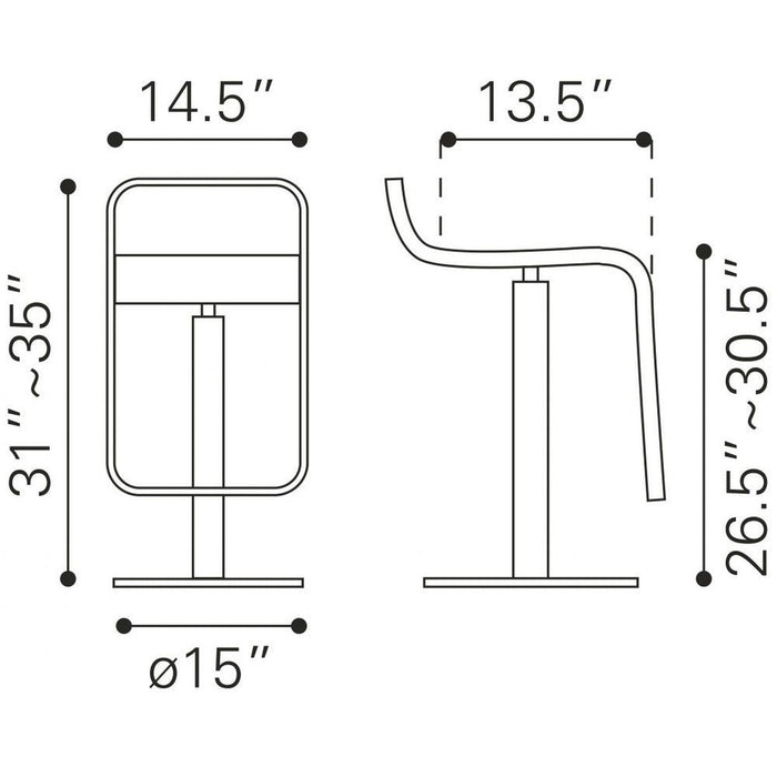 Zuo Equino Barstool Black