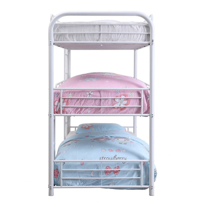 White Metal Triple Bunk Bed - Full Size (57" x 79" x 74") by Homeroots