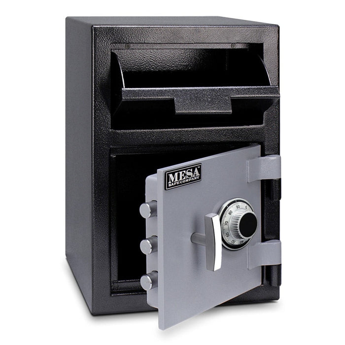 MESA 0.8 Cubic Ft. Combination Lock Depository Safe - All Steel - Two-Tone Black/Grey