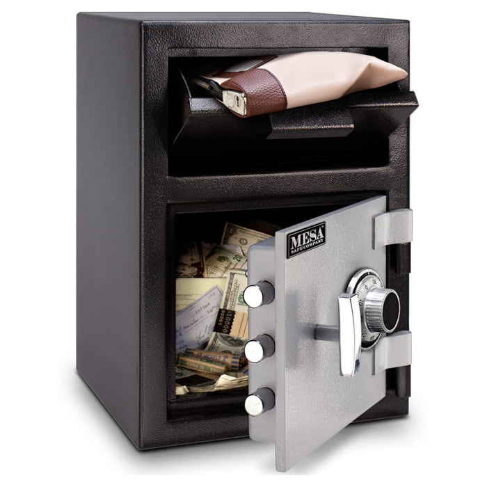 MESA 0.8 Cubic Ft. Combination Lock Depository Safe - All Steel - Two-Tone Black/Grey