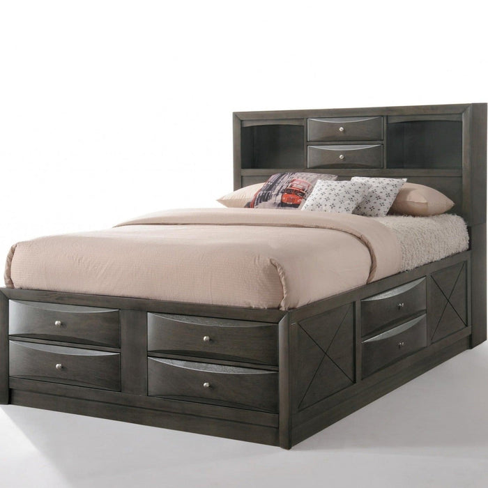 Homeroots 10-Bed Solid Wood Elegance in Brown and Black - Timeless Style for Your Bedroom