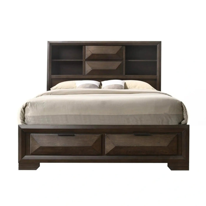 Homeroots Espresso Storage Bed with Dimensions Crafted from Durable Rubber Wood