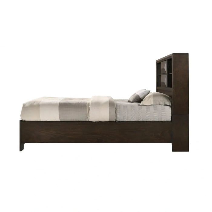 Homeroots Espresso Storage Bed with Dimensions Crafted from Durable Rubber Wood