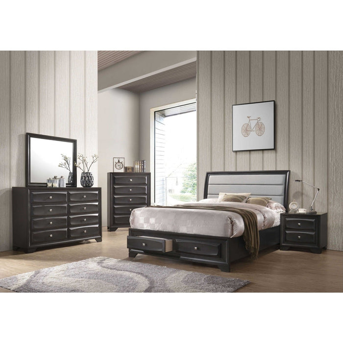 Homeroots Queen Bed with Dual Drawers in a Subtle Light Gray Hue