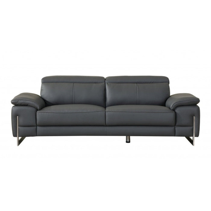 87-Inch Dark Gray Leather Sofa by Homeroots: Elegant Seating Solution