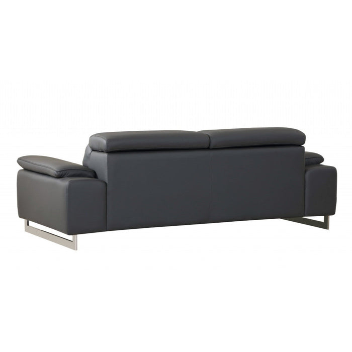 87-Inch Dark Gray Leather Sofa by Homeroots: Elegant Seating Solution