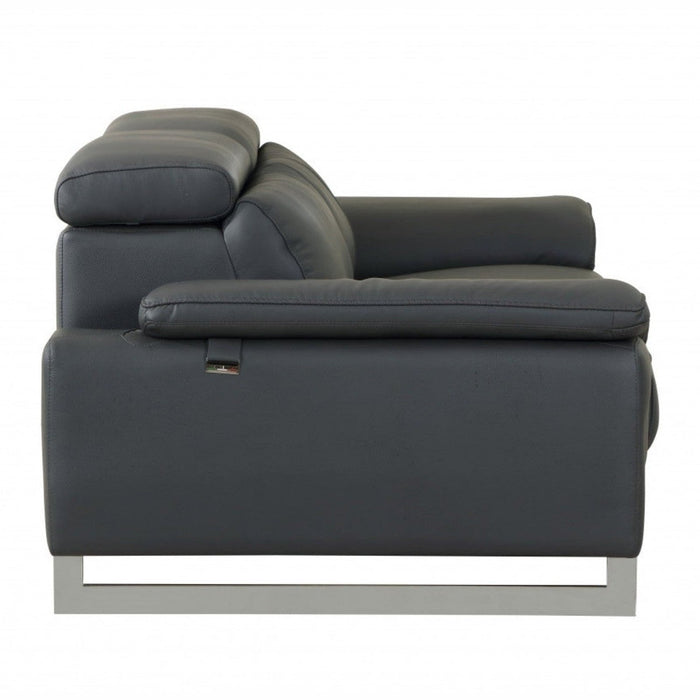 87-Inch Dark Gray Leather Sofa by Homeroots: Elegant Seating Solution