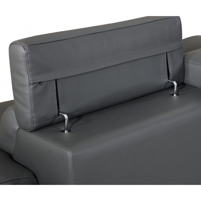 87-Inch Dark Gray Leather Sofa by Homeroots: Elegant Seating Solution