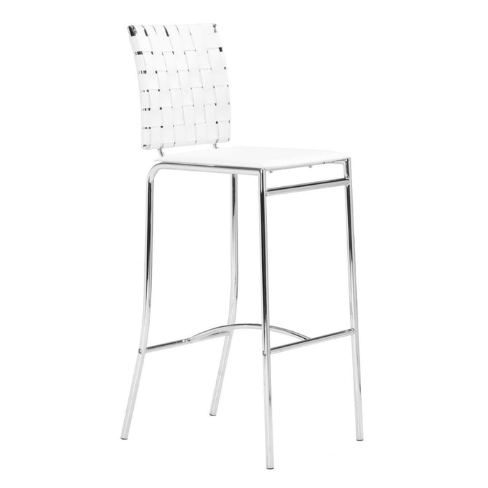 Zuo White Bar Chairs: Criss Cross Design (Set of 2)