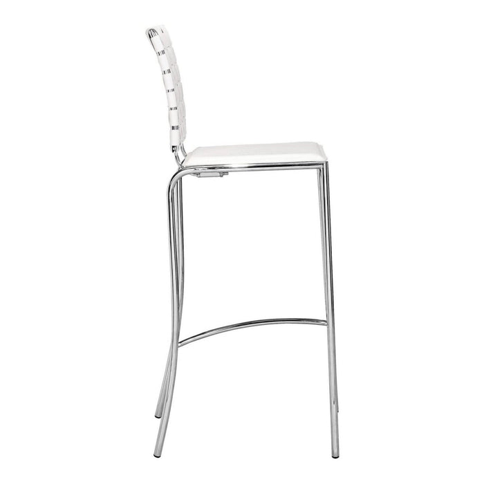 Zuo White Bar Chairs: Criss Cross Design (Set of 2)