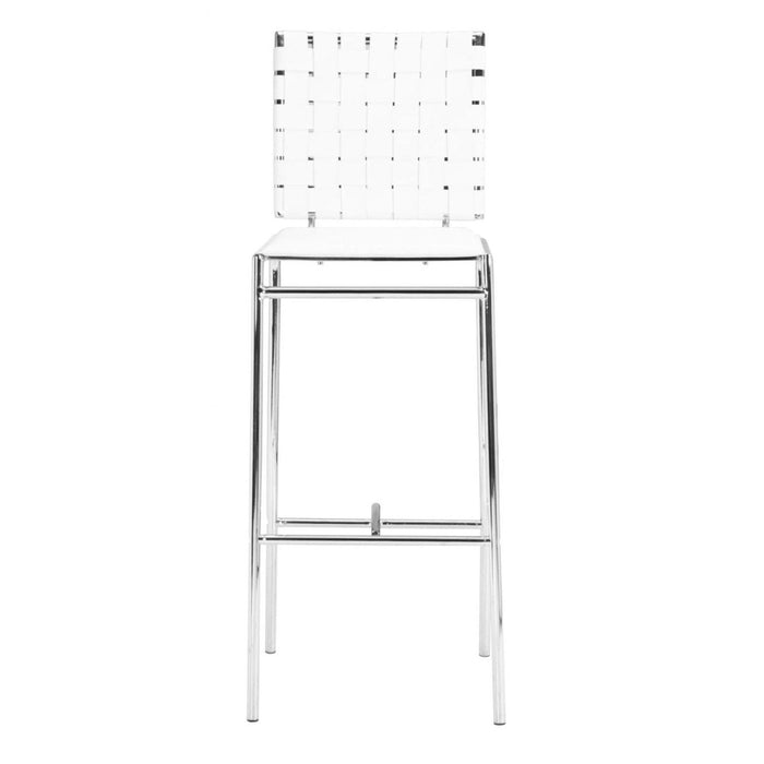 Zuo White Bar Chairs: Criss Cross Design (Set of 2)