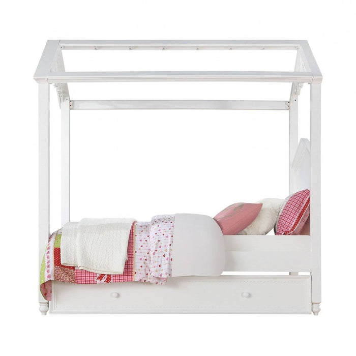 Homeroots Twin White Canopy Bed – The Epitome of Elegance