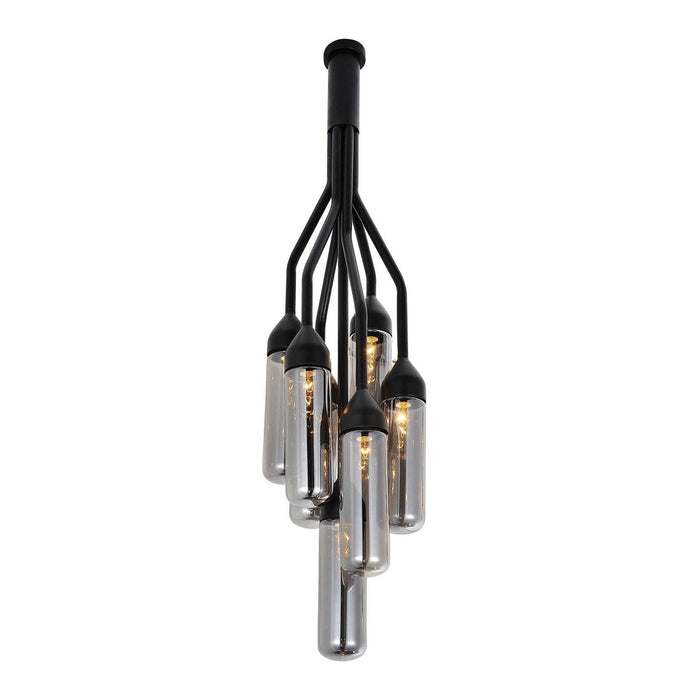 Modern 10.5 x 10.5 x 48 Black Carbon Steel Pendant Lamp by Homeroots