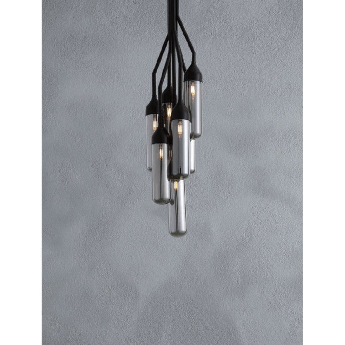 Modern 10.5 x 10.5 x 48 Black Carbon Steel Pendant Lamp by Homeroots