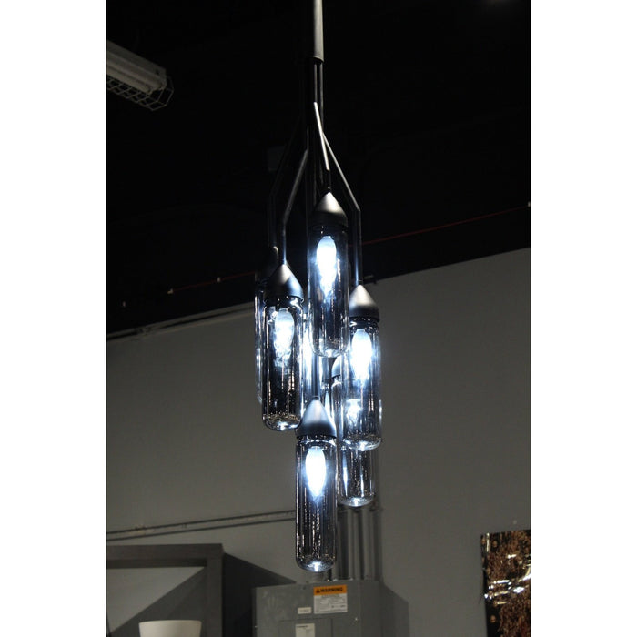 Modern 10.5 x 10.5 x 48 Black Carbon Steel Pendant Lamp by Homeroots