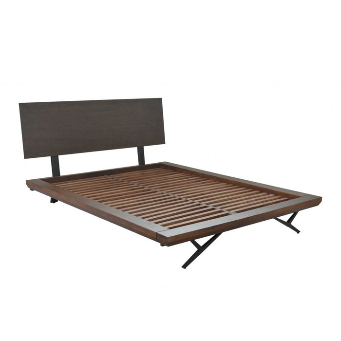 Homeroots Modern Industrial Brown and Black Bed - Sleek Style for Ultimate Comfort