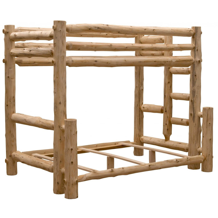 Cedar Double & Single Log Bunk Bed - Left Ladder - Rustic Homeroots Design