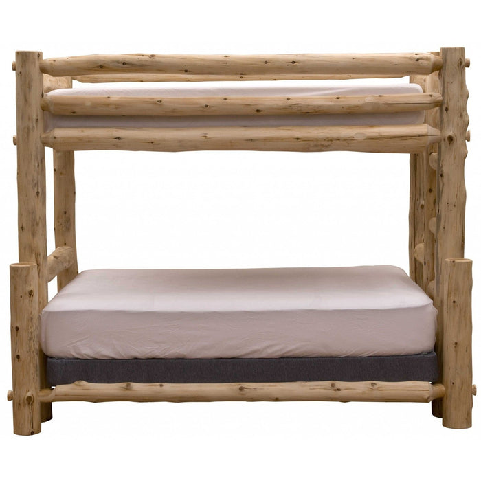 Cedar Double & Single Log Bunk Bed - Left Ladder - Rustic Homeroots Design