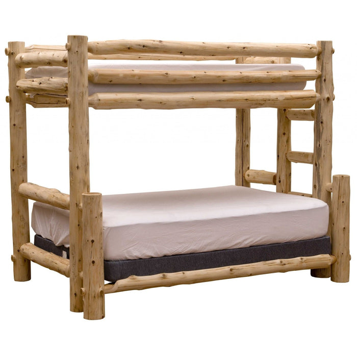 Cedar Double & Single Log Bunk Bed - Left Ladder - Rustic Homeroots Design