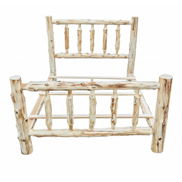 Homeroots King-size Log Bed: Embracing Rustic Charm with Natural Cedar in a Traditional Design