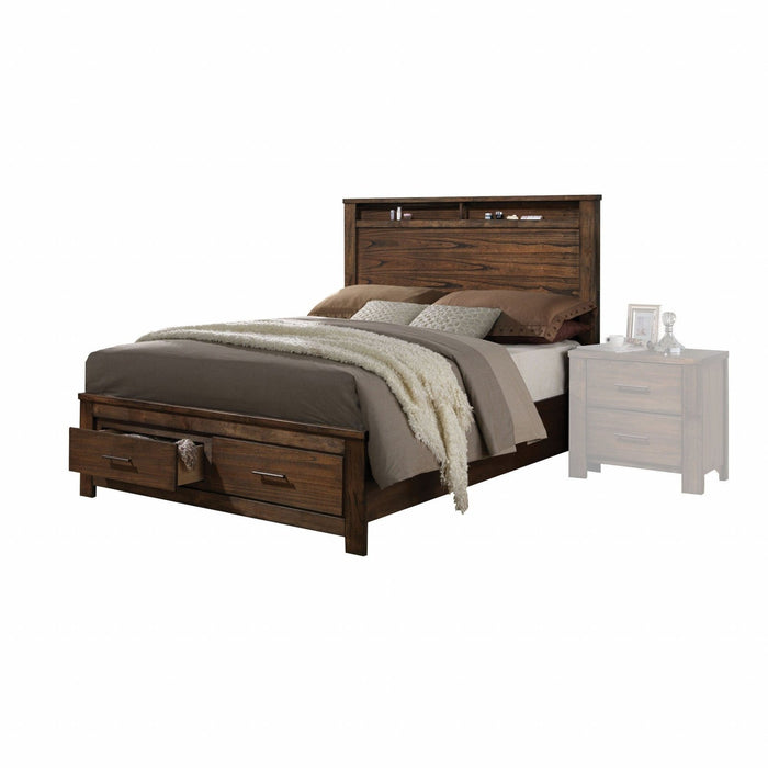 Homeroots Upholstered Bed in a Stylish Fusion of Brown and Black Hues