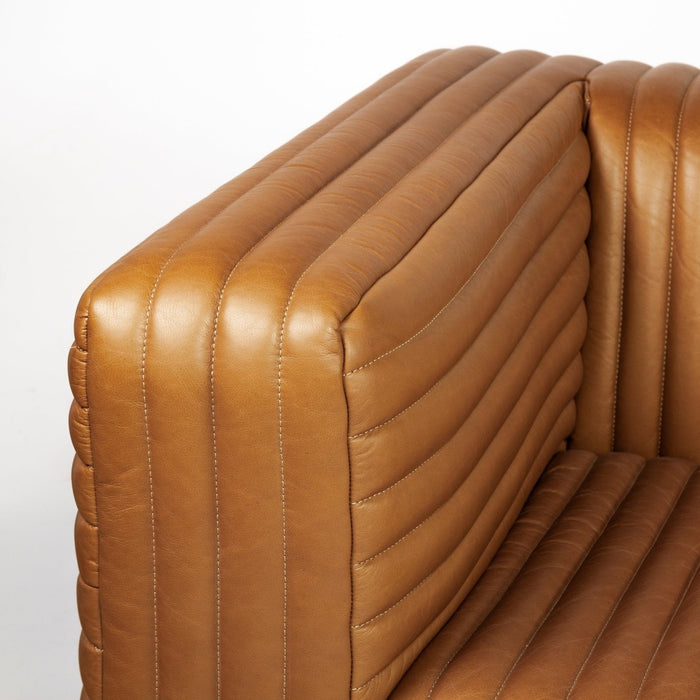 Cognac Leather 3-Seater Sofa by Homeroots