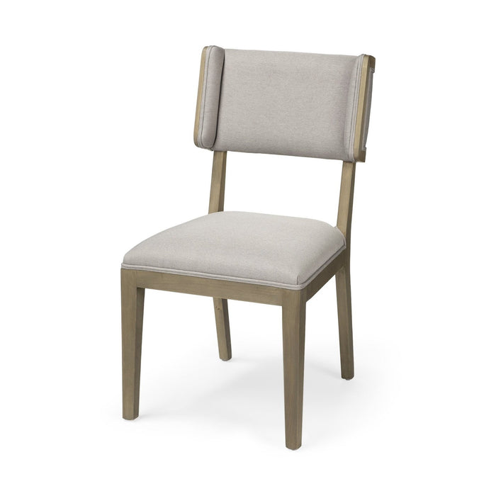 Brown & Light Gray Fabric Chairs Set - Elegant Open Back Design (Set of 2)